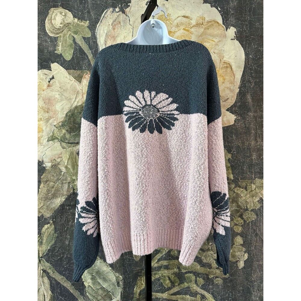 NWT Free People In Bloom Sweater Purple Blue Floral Pullover Size Small - Picture 5 of 8